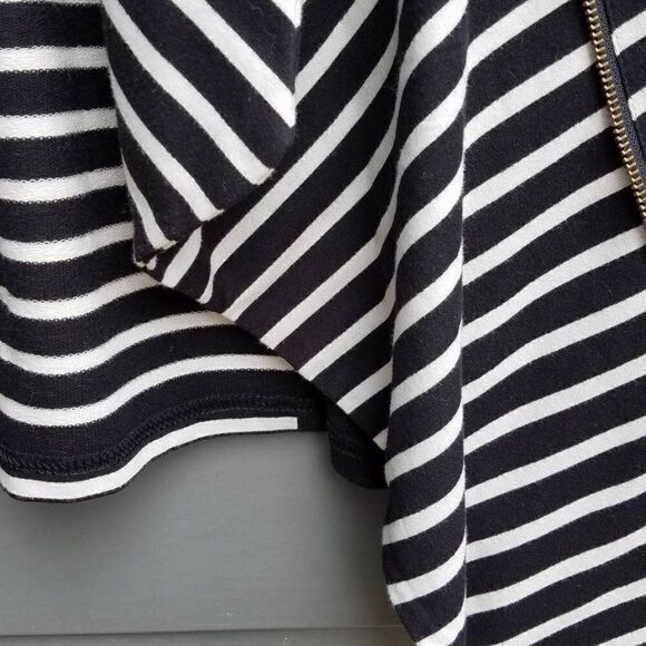 Caslon (Nordstrom) Black/White Striped Sweater/Sweatshirt/MOTO Jacket Size Small - Picture 11 of 13